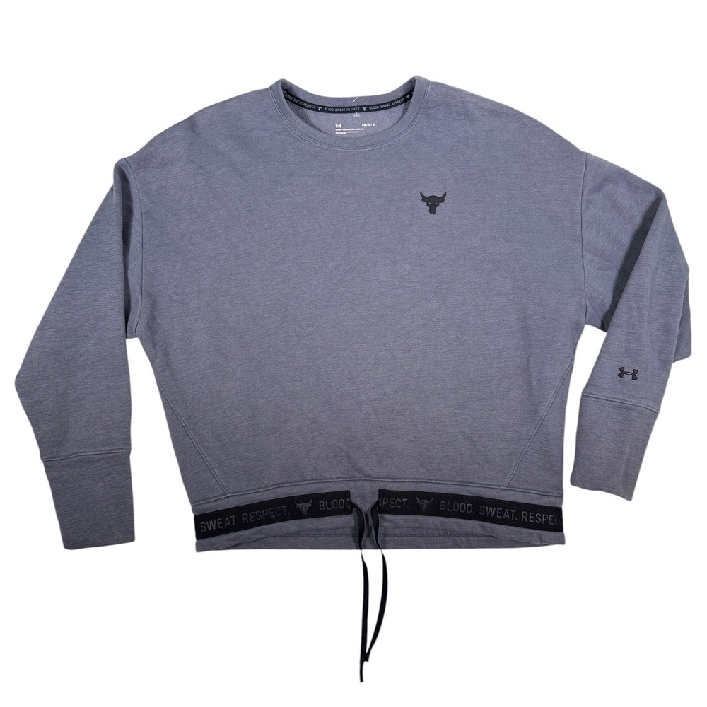 Under Armour Project Rock Womens Large Sweatshirt Blood Sweat Respect Cinch Grey